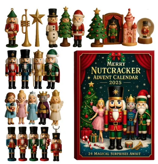 Acrylic Advent Calendar Blind Box Nutcracker Figurines 2025 24 Days Vintage Christmas Decor