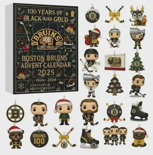 Boston Bruins Acrylic Advent Calendar 2025 Christmas Countdown Decor
