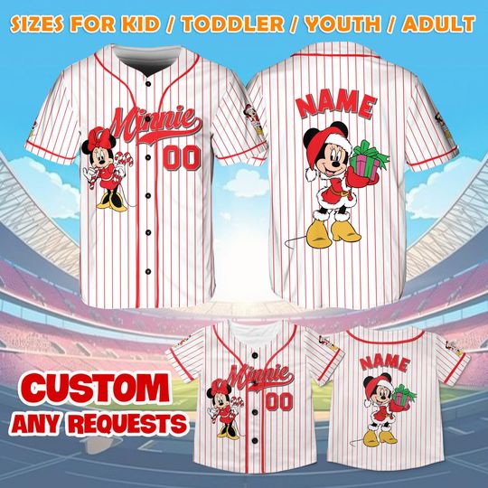 Discover Minnie Mouse Jersey Shirt, Minnie Mouse Christmas Party Jersey, Minnie Mouse Christmas Gift, Minnie Disney Fan Shirt, Family Trip Shirt