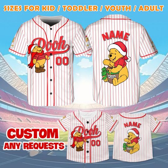 Discover Winnie the Pooh Jersey Shirt, Pooh Bear Christmas Shirt, Disney Family Christmas Trip Shirt, Pooh Bear Fan Gift, Winnie the Pooh Jersey
