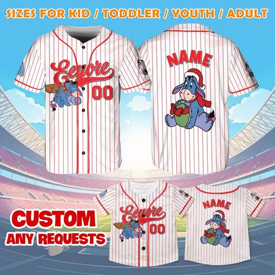 Discover Christmas Eeyore Jersey Shirt, Winnie the Pooh Eeyore Jersey, Disneyland Christmas Trip Shirt, Eeyore Pooh Bear Shirt, Disney Vacation Gift
