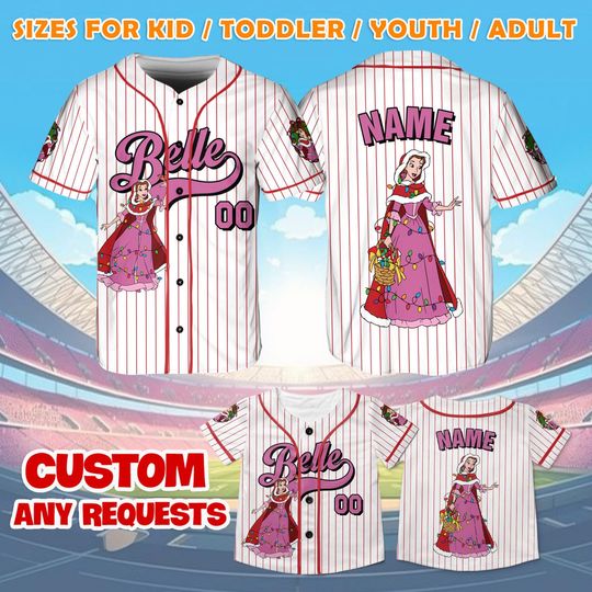 Discover Christmas Princess Belle Jersey, Beauty and the Beast Shirt, Disney Princess Gift, Disney Trip Jersey, Princess Belle Fan Shirt, Family Gift