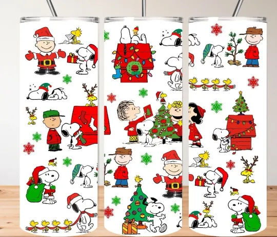 Charlie Brown Snoop Peanus Christmas inspired 20oz Tumbler Cup