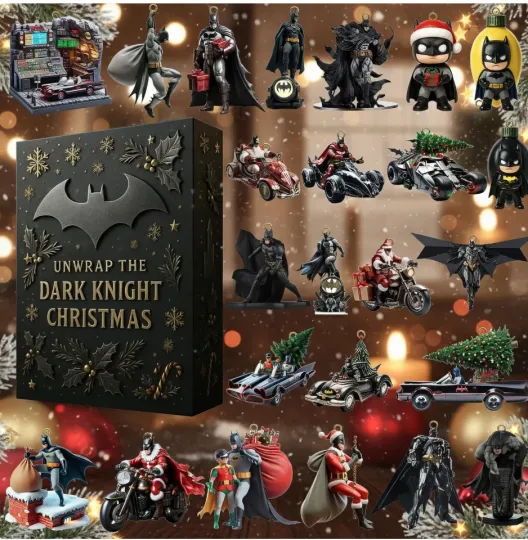 Discover Super-hero Advent Calendar 2025 24 Dark Vigilante Ornaments Christmas Gift