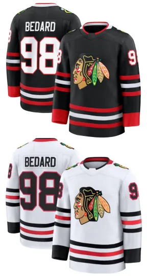 Discover Custom Men's #98 Bedard Black Alternate / White Away Stitched Jersey Sz S-6XL
