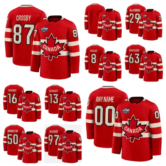Discover Custom Men's Red 2025 4 Nations Face-Off Stitched Hockey Jersey Sz S-6XL
