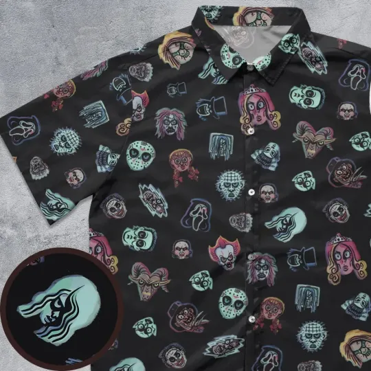 Discover Horror Icons Mash-Up Button Down Shirt