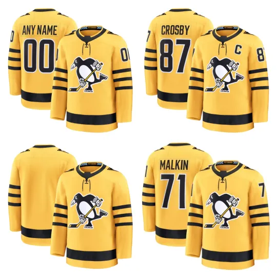 Discover Custom Men's Gold 2025-26 Alternate Playey All Stitched Hockey Jersey Sz XS-6XL