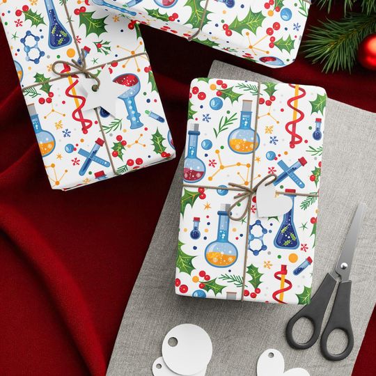 Discover Wrapping Paper Science Christmas Print | Matte or Glossy | 3 Sizes