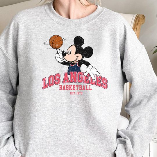 Discover Los Angeles Basketball Sweatshirt, Retro Cartoon Crewneck, Vintage City Fan Gift