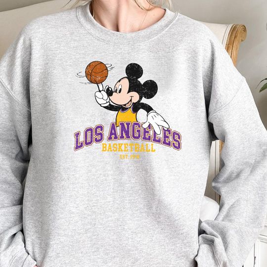 Discover Los Angeles Basketball Crewneck Sweatshirt, Retro Cartoon Fan Gift
