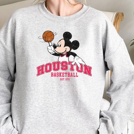 Discover Houston Basketball Sweatshirt, Retro Cartoon Pullover, City Fan Gift