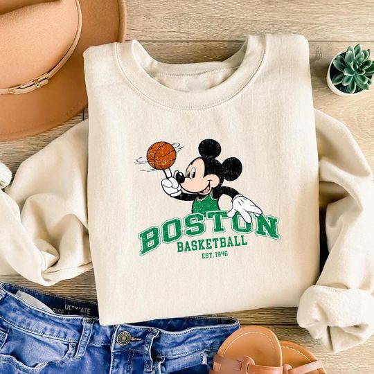 Vintage Boston Cartoon Mouse Basketball Sweatshirt, City College Fan Crewneck