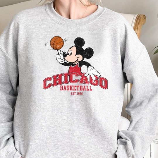 Discover Chicago Basketball Sweatshirt, Retro Cartoon Crewneck, Vintage Sports Fan Shirt, Unisex Cozy Streetwear Pullover