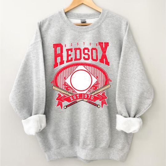 Discover Vintage Boston Baseball Sweatshirt, Red Crewneck, Unisex Game Day Pullover