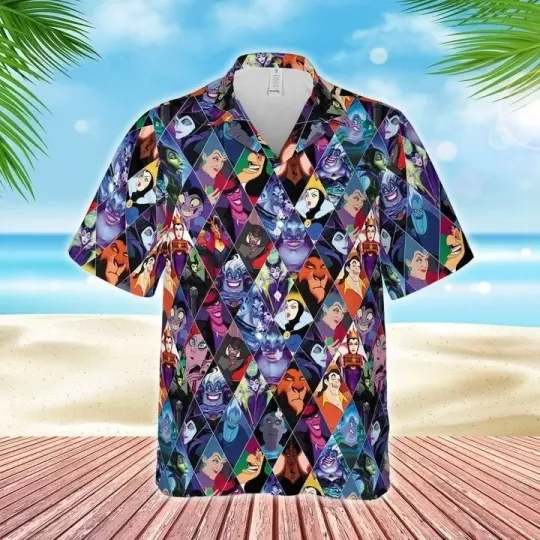 Discover Disney Villains Characters Hawaiian Button Down Shirt