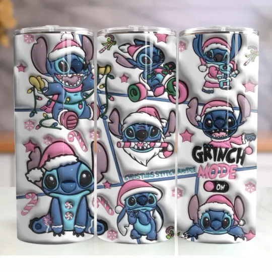 Discover Festive Blue Alien with Santa Hat 20oz Stainless Steel Tumbler Cute Holiday Cup