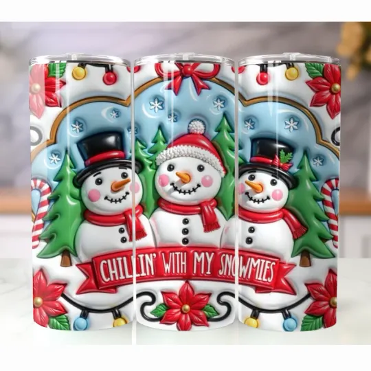 Discover Chillin With My Snow Friends 20oz Stainless Steel Tumbler Funny Christmas Cup