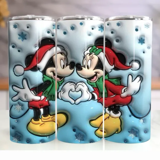 Discover Festive Cartoon Couple 20oz Stainless Steel Tumbler Cute Holiday Christmas Cup
