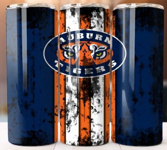 Discover Tumbler 20oz Mug Cup style w/ Straw Style Auburn Tigers