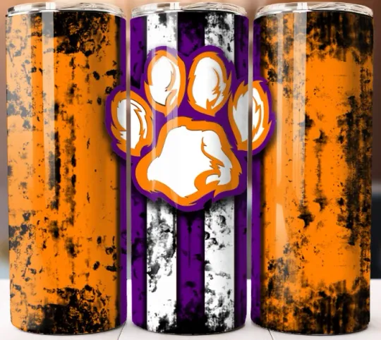 Discover Tumbler 20oz Mug Cup style w/ Straw Style Clemson Tigers