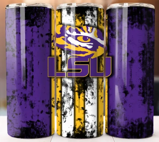 Discover Tumbler 20oz Mug Cup style w/ Straw Style LSU