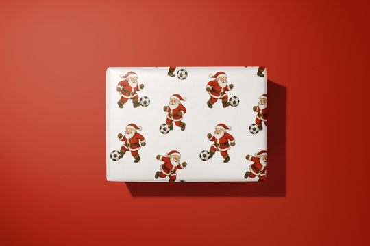 Discover Santa Playing Football / Soccer Wrapping Paper  Football Christmas Gift Wrap