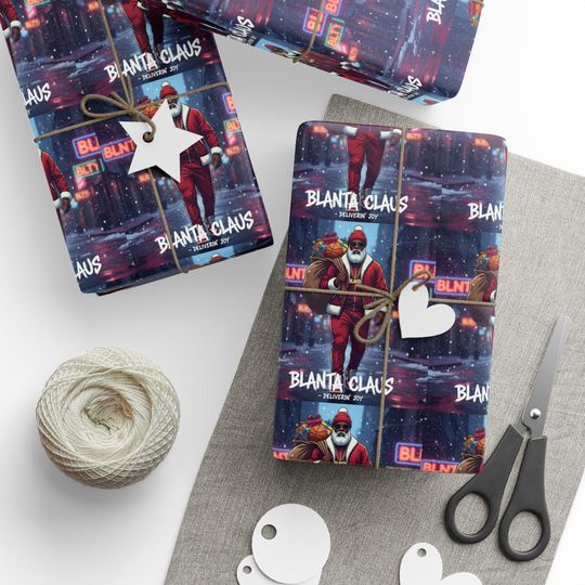 Blanta Clause Christmas Wrapping Paper Funny Santa Holiday Gift Wrap for Teens Kids Adults in Matte or Glossy Finish