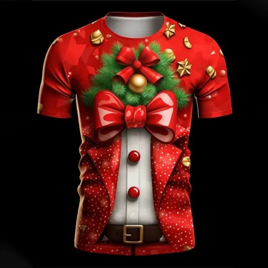 Discover Fashion 3D Merry Christmas Printing T-Shirt babbo natale Xmas T- Shirt