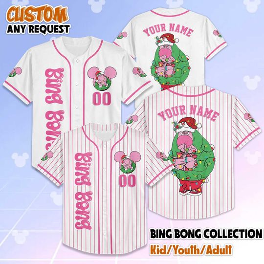 Discover Personalized Bing Bong Christmas Baseball Jersey, Custom Disney Inside Out Shirt, Matching Disney Trip Outfit, Funny Xmas Gift for Fans