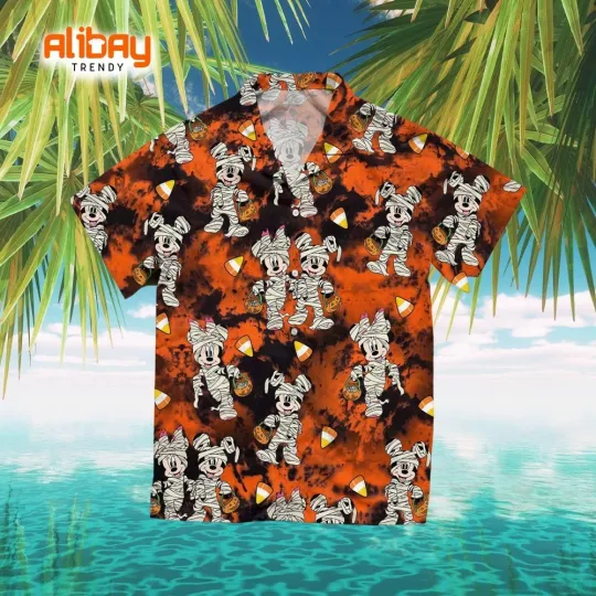 Discover Disney Halloween Mickey Minnie Mouse Mummy Costume Hawaiian Shirt, Unisex Adult,