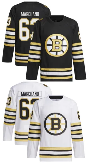 Discover Custom Men's #63 Marchand White / Black 100th Centennial Stitched Jersey S-6XL