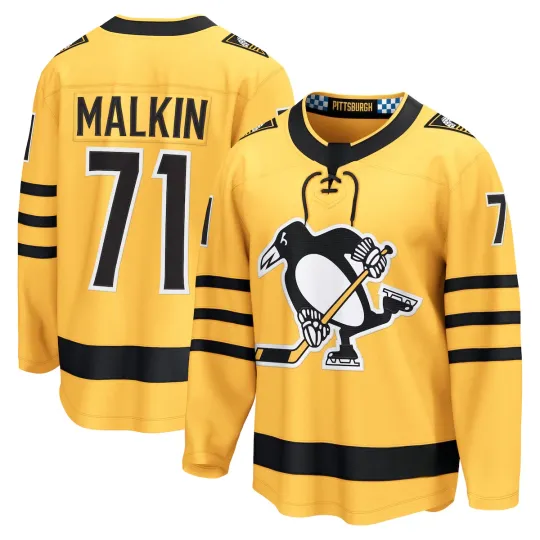 Discover Men's #71 Malkin Gold Alternate Breakaway Player Stitched Hockey Jersey XS-6XL