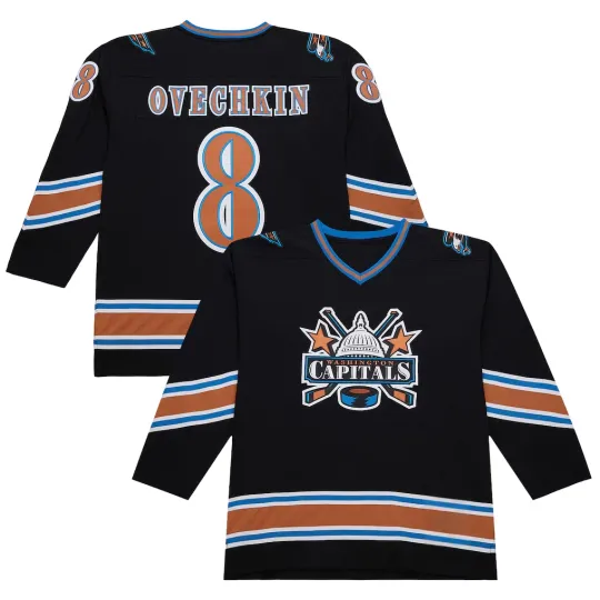 Discover Custom Men's #8 Ovechkin Black 2005-06 Power Play All Stitched Jersey Sz S-6XL