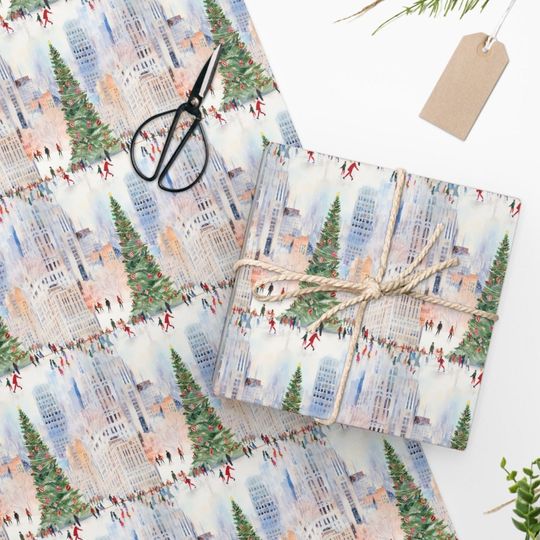 Discover Christmas Wrapping Paper, Christmas City Tree wrapping paper, wrapping paper roll, Christmas gift wrap, Unique Christmas Gift Wrap, Wrapping