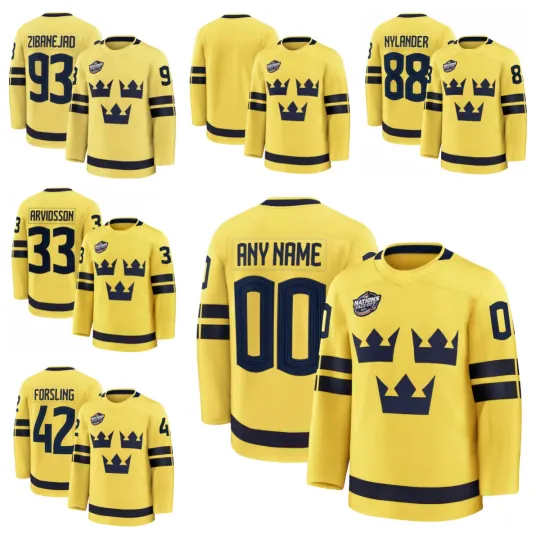 Discover Custom Men's Yellow 2025 4 Nations Face-Off Stitched Player Jersey Sz S-6XL