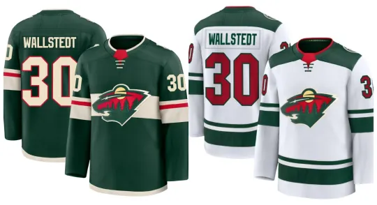 Discover Custom Men's #30 Wallstedt Green Home / White Away All Stitched Jersey Sz S-6XL