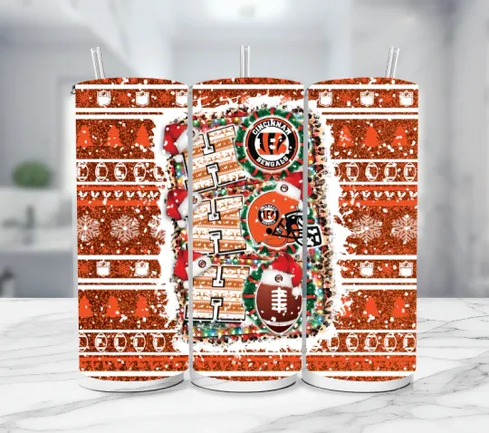 Discover Cincinnati Bengals Christmas Ho Ho Stainless Steel football Football Tumbler - 20 Oz