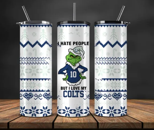 Discover 20 oz Indianapolis Colts Stainless Steel Tumbler & Straw funny character Hater Christmas