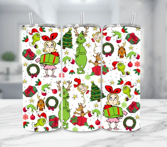 Discover funny character Christmas Multicolor Stainless Steel Tumbler With Straw - 20 Oz