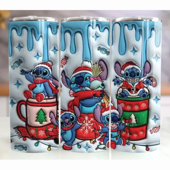 Discover Festive Blue Alien 20oz Stainless Steel Tumbler Cute Christmas Holiday Cup