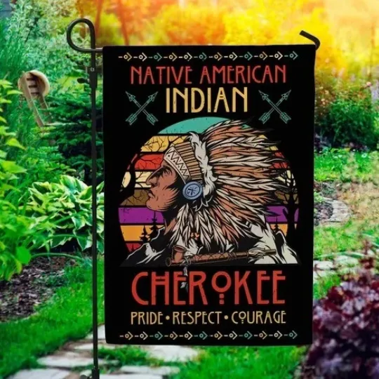 Cherokee Pride Garden Flag with Native American Indian Design