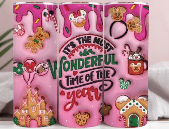 Discover Pink Most Wonderful Time of the Year 20oz Stainless Steel Tumbler Christmas Cup