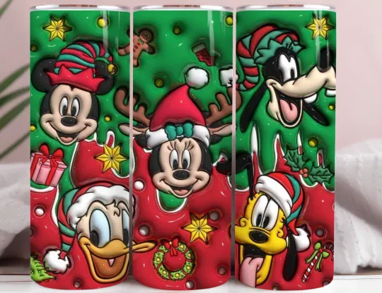 Discover Festive Cartoon Mouse Friends 20oz Stainless Steel Tumbler Christmas Holiday Cup