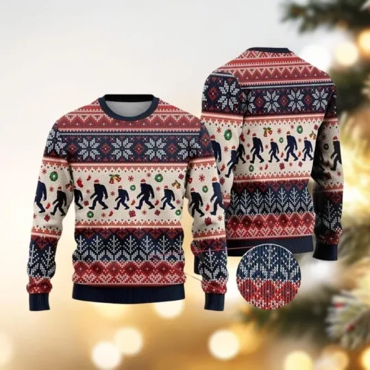 Discover Bigfoot Christmas Ugly Sweater, Merry Xmas Sweater, Bigfoot Sasquatch Christmas