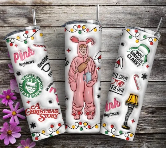 Discover 3D A Christmas Story Inflated 20oz Tumbler Cup Inflated Puffy Effect