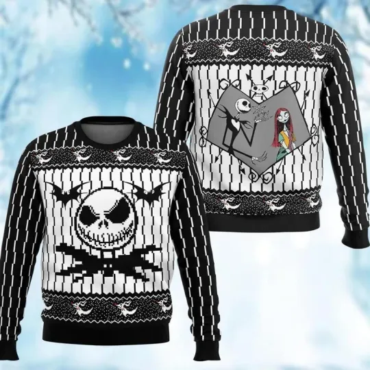 Discover Jack Skellington Ugly Sweater, Nightmare Before Christmas Sweater, Disney Couple