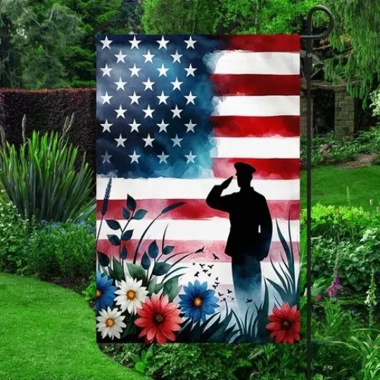 Remembrance of Fallen Veteran Memorial Day Garden Flag