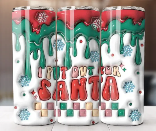 I Put Out For Santa 20oz Tumbler Funny Naughty Holiday Cookies Humor Cup Gift