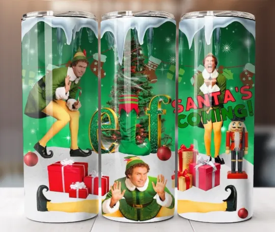 Discover Funny Elf Christmas Humor 20oz Tumbler Santa's Coming Holiday Cup